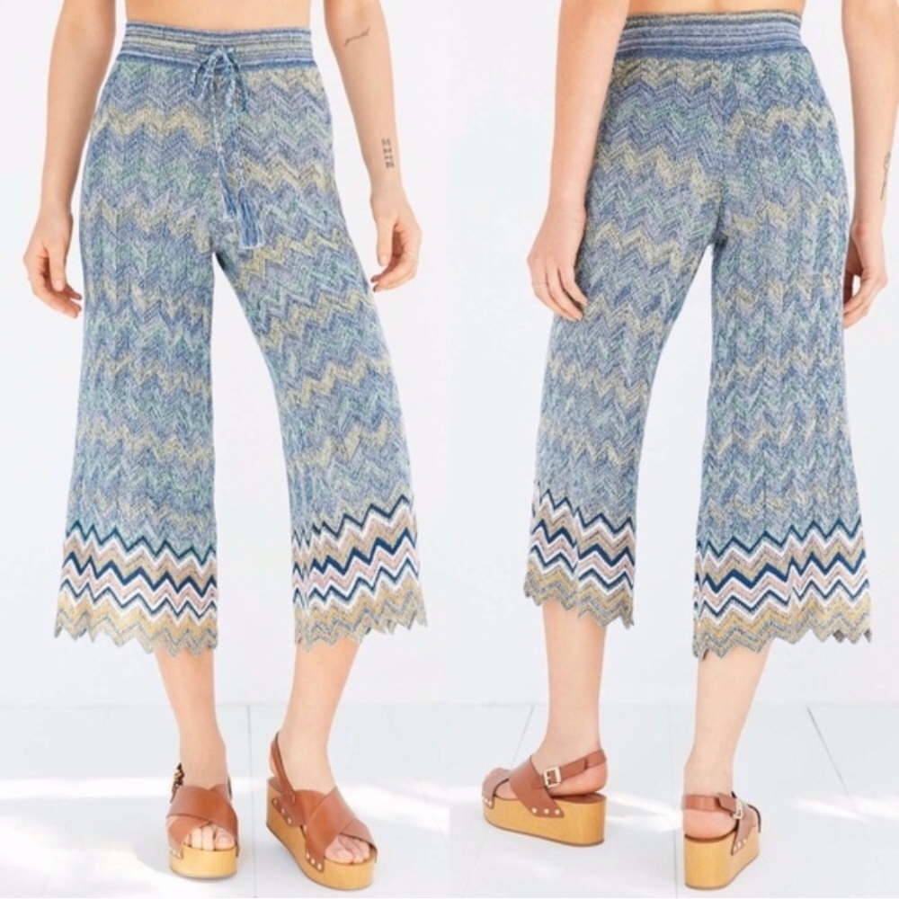 UO Ecote Chevron Sweater Knit Culotte Pant